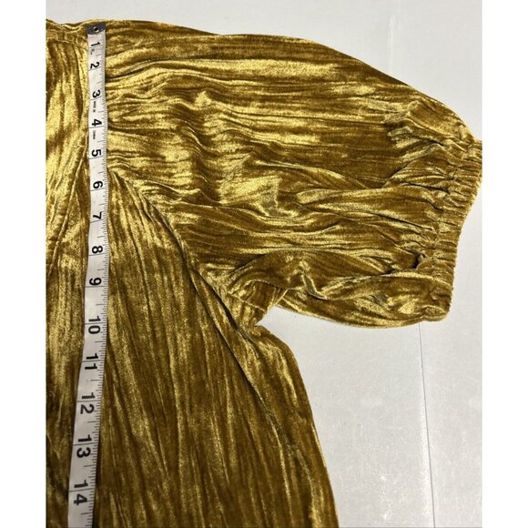 Maurices Crushed Velvet Boho Peasant Top Amber Gold Size L - Picture 7 of 7